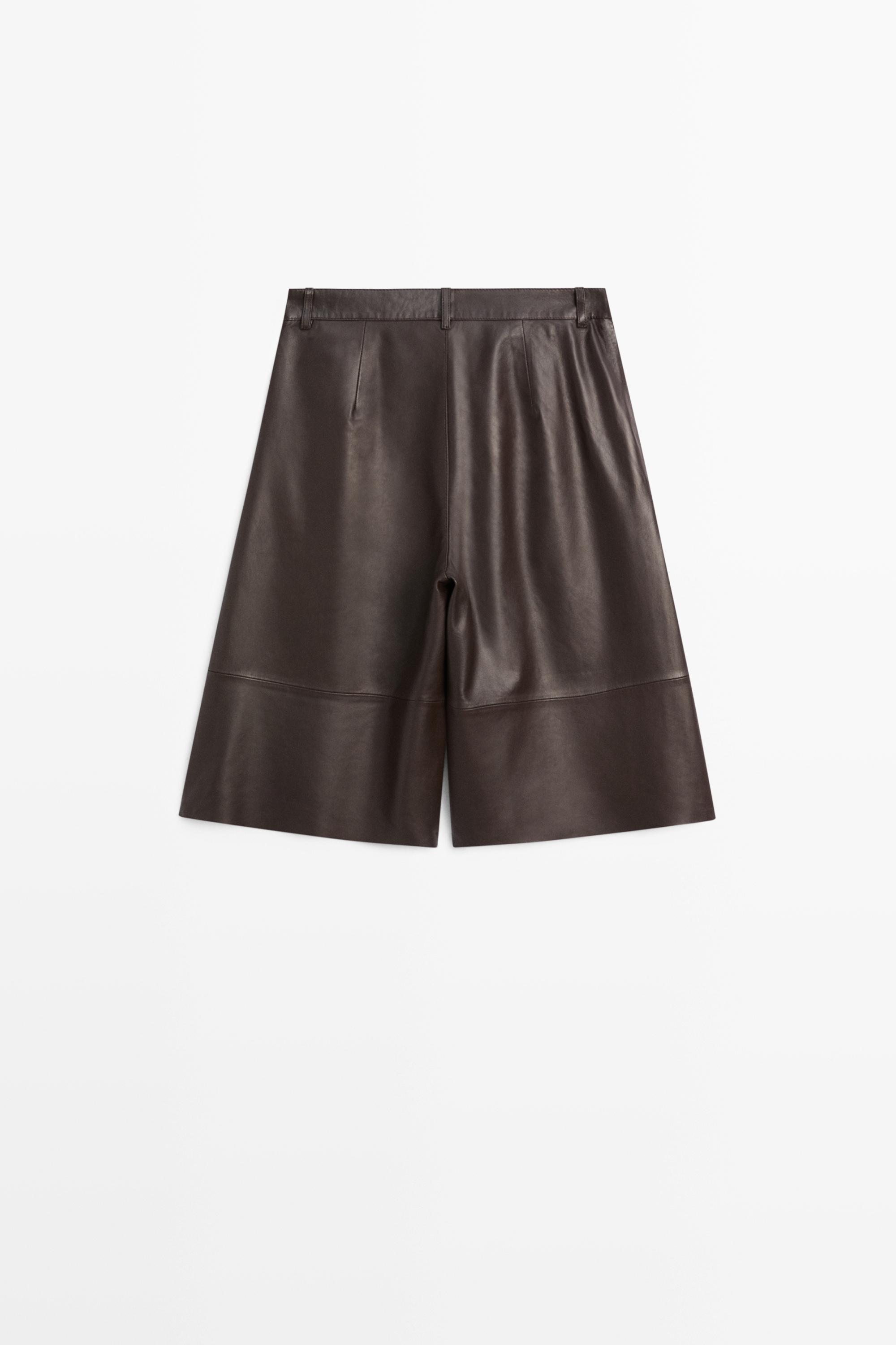 Bermuda long en cuir nappa
